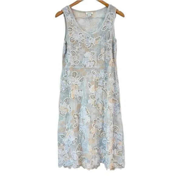 Sundance Blue Floral Embroidered Beaded Silk Dress Sz XS Romantic Wedding Guest - Picture 2 of 12